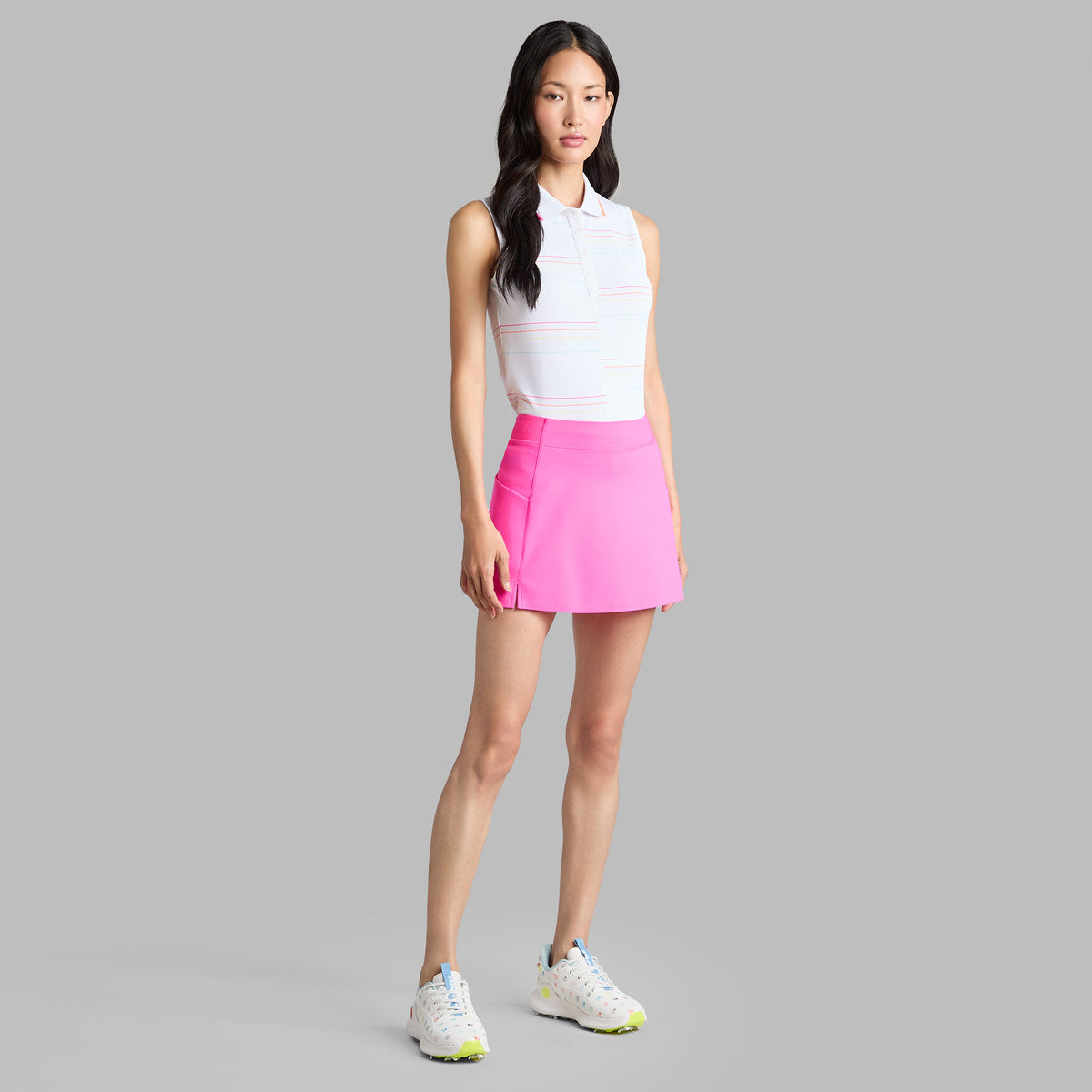 G/FORE Latest - OFFSET STRIPE TECH PIQUÉ SLEEVELESS POLO