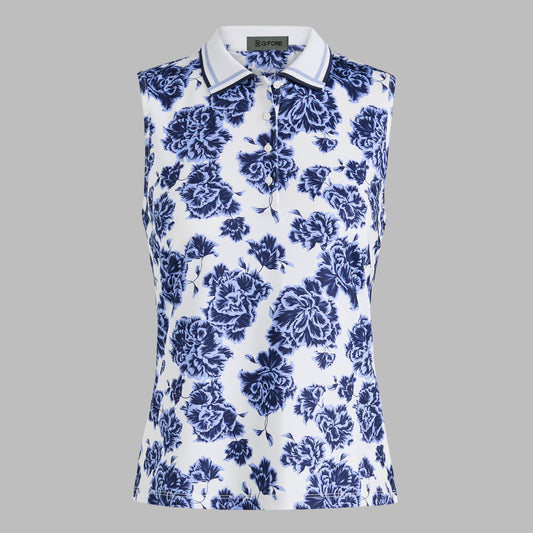 G/FORE Trusted - STAMPED FLORAL TECH JERSEY SLEEVELESS POLO