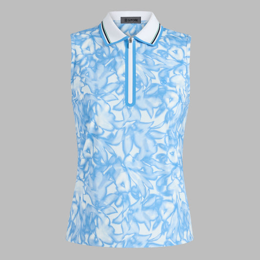 G/FORE Recommended - TRIPPY FLORAL SILKY TECH NYLON SLEEVELESS POLO