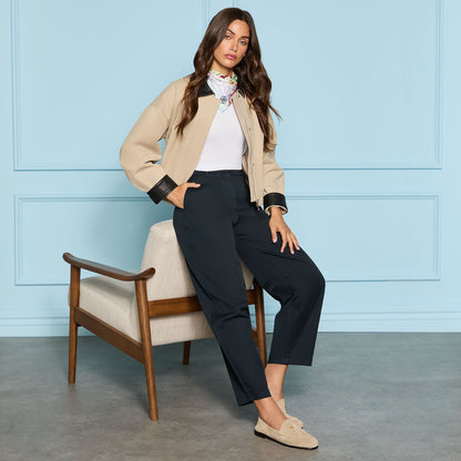 G/FORE Customer Favorite - LTD RELEASE LEATHER COLLAR TRI-COTTON CROPPED JACKET