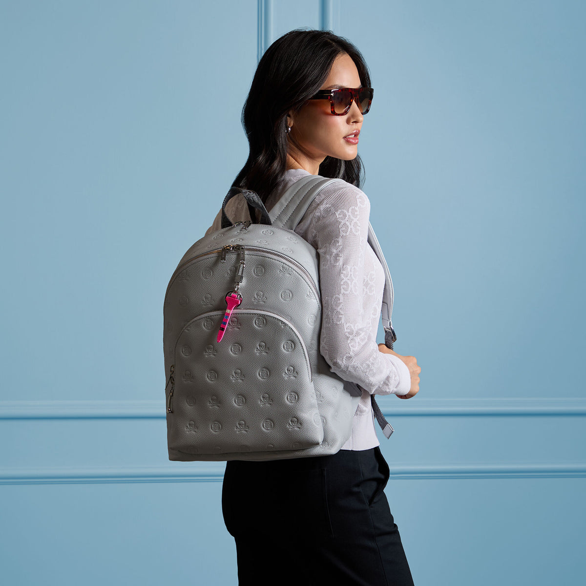 G/FORE Special Offer - EMBOSSED SKULL & TEES LEATHER BACKPACK