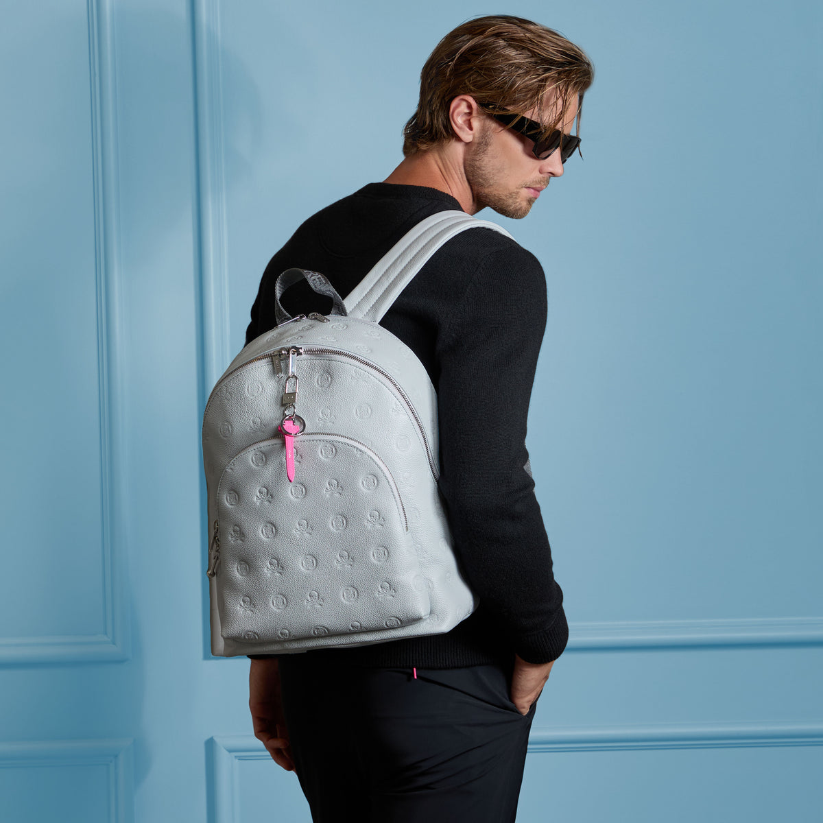 G/FORE Special Offer - EMBOSSED SKULL & TEES LEATHER BACKPACK