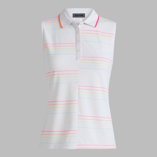 G/FORE Exclusive - OFFSET STRIPE TECH PIQUÉ SLEEVELESS POLO