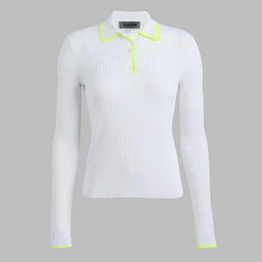 G/FORE Latest - RIBBED KNIT LONG SLEEVE POLO SWEATER