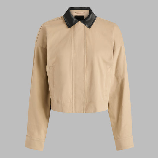 G/FORE Great Value - LTD RELEASE LEATHER COLLAR TRI-COTTON CROPPED JACKET