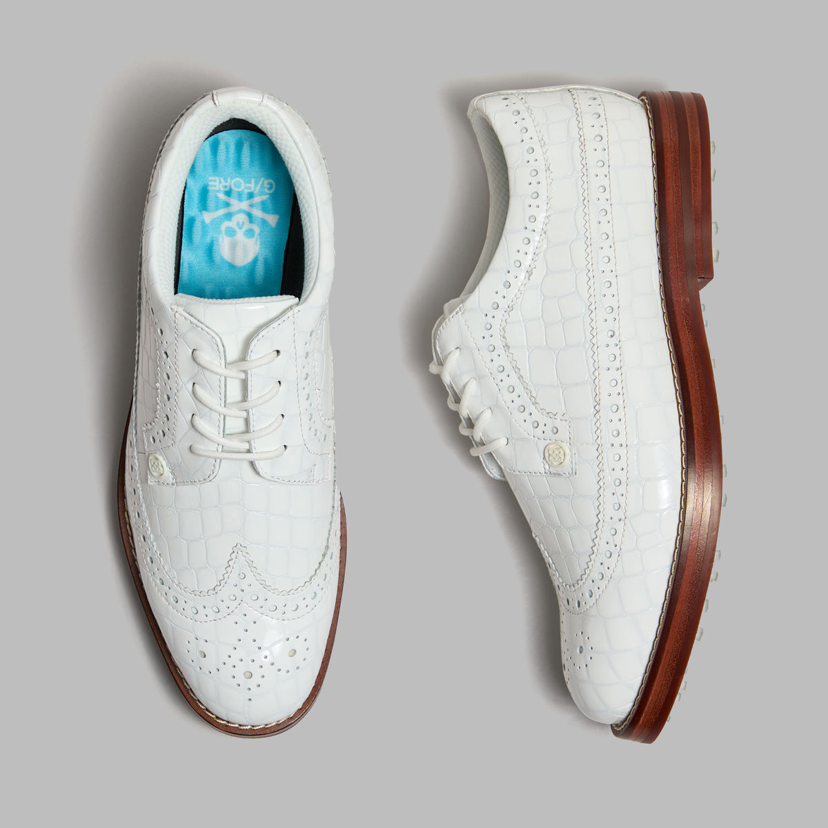 G/FORE Latest - LTD RELEASE GALLIVANTER CROC-EMBOSSED LEATHER LUXE SOLE GOLF SHOE